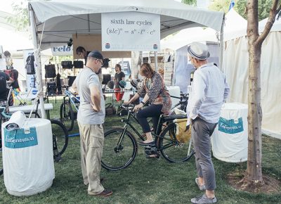 A customer tries out one of the Sixth Law Cycles. Photo: @william.h.cannon