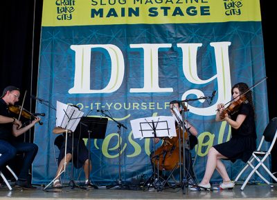 Michele Medina and Patio Music Strings curates string-quartet performances of compositions by locals such as Garrett Medlock and Arcadio Rodriguez.