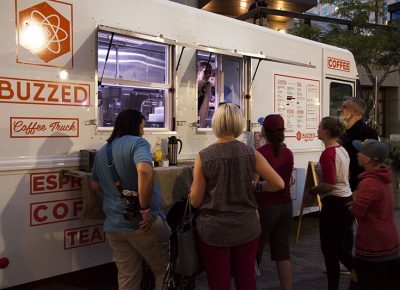 A crowd orders coffee from the Buzzed Coffee Truck. Photo: @jbunds