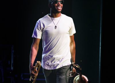 Troy Andrews aka Trombone Shorty emerges from the dark. Photo: Lmsorenson.net