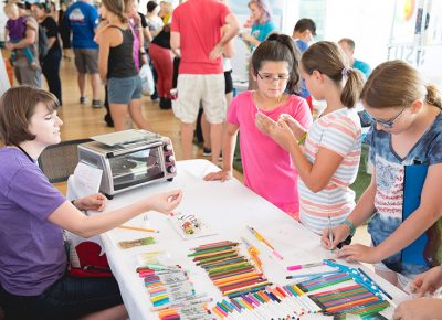 Kids in the STEM building take their shot at drawing. LmSorenson.net