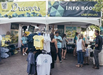 The volunteers of Craft Lake City dispense information and merch. Photo: @william.h.cannon