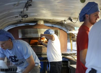 Inside Pompeii Pizza truck where they are creating the pizza. Photo: @jaysonrossphoto