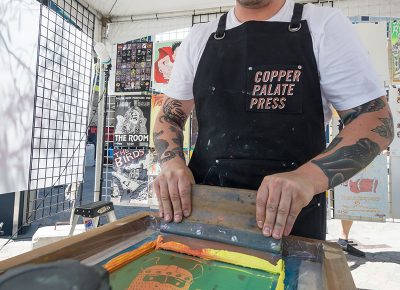 Copper Palate Press creating custom bags and shirts. Photo: @colton_marsala