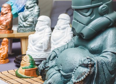 Stormtrooper Buddhas are not the deities you’re looking for, but are certainly the ones you need thanks to Jenifer Elder of Tangents and Tentacles. Photo: @taylnshererphoto