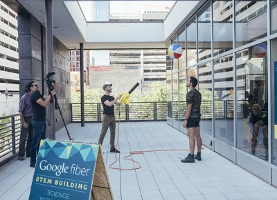 A science demonstration outside of the Google Fiber STEM Building. Photo: @william.h.cannon