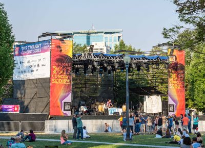 Twilight stage and the SLC skyline. Photo: ColtonMarsalaPhotography.com