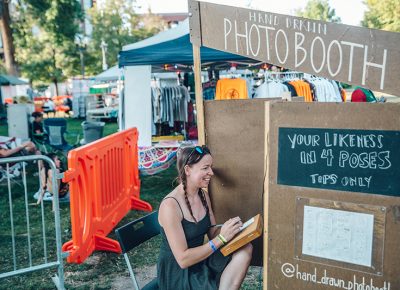 SLUG Illustrator Natalie Allsup-Edwards created this amazing Hand Drawn Photo Booth idea. Look her up for your next wedding/event for a truly unique and fun experience. Photo: johnnybetts.com