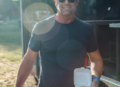 Doug getting down with some brisket from Bandera, one of the food vendors this evening. Photo: johnnybetts.com