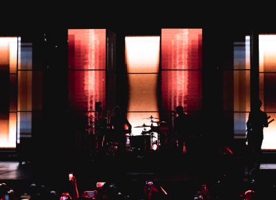 Muse members are barely visible with a throbbing silhouette coinciding with the notes to their opening music. Photo: Lmsorenson.net