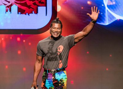 Christopher Judge from Stargate SG-1 is very happy to be at Salt Lake Comic Con. Photo: Lmsorenson.net