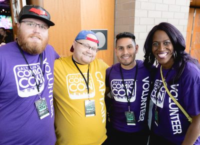 Volunteers Steven, Kyle, Jhonatan and Anne Marie keeping the lines flowing at the Grand Ballroom. Photo: Lmsorenson.net