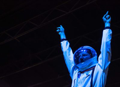 Space man of STRFKR gets the crowd pumped. Photo: ColtonMarsalaPhotography.com