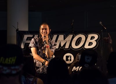 Sam FunMob flows his hip-hop rhymes on the Exigent Records Stage. Photo: ColtonMarsalaPhotography.com