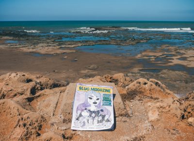 SLUG Magazine overlooks the Atlantic Ocean on a hot and humid Moroccan day. Photo: Talyn Sherer