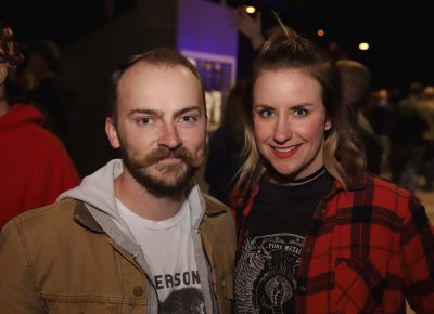 Andrew and Shannon waiting in line for the 21-plus second-floor access. Andrew a big fan of Queens of the Stone Age, and loves their album Songs for the Deaf and everything, really, since Dave Grohl helped out on the drums. Photo: Lmsorenson.net