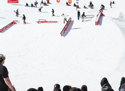 SLUG Games attendees gathered at the base for the best view of the action. Photo: Matthew Hunter