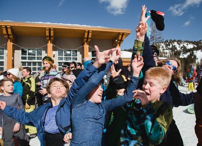 A good old-fashioned product toss bringing out some competitive spirit in everyone. Photo: Matthew Hunter