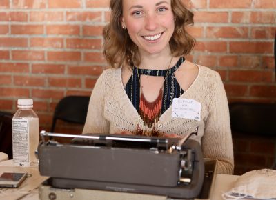 Elaina Court from thepoempros.com typed short messages on string-tie tags intended for postal delivery. She was surprised by how many of her bicycle friends stopped for bike-related haikus.