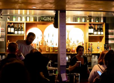 Amazing duo Jared and Vanessa tend bar at The State Room during the busy set change. Photo: Lmsorenson.net