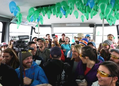 Tim Nordwind grabs a 360 camera and heads to the back of the tram during the performance. Photo: Lmsorenson.net