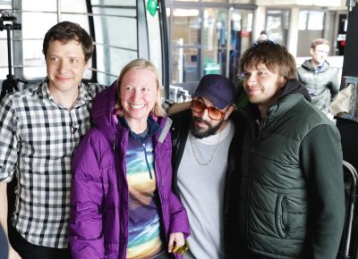 OK Go members pose with a fan for a photo. Photo: Lmsorenson.net