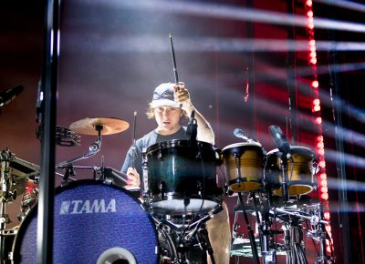 Thom Gren of alt-J drumming away. Photo: Lmsorenson.net