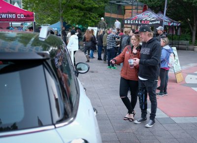 Festival sponsor Mini of Murray took center stage on the plaza right next to Social Axe Throwing’s massive line. Photo: John Barkiple