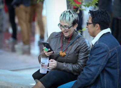 (L–R) Sonia and Tony enjoyed the food truck scene at Brewstillery. They picked Mexican from the Maize truck. Photo: John Barkiple