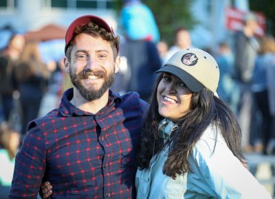 (L–R) McKinley and Lana are beer people, and they’re having a great time at Brewstillery. Photo: John Barkiple