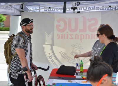 Enthusiastic riders signed up for the race at Saturday Cycles.