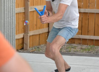 At Proper Brewing Co, racers had to fire squishy balls into a bucket with a slingshot.