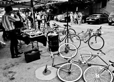 Post-race alley party.