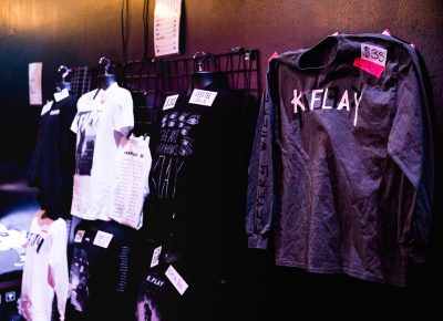 Merch for sale for K.Flay and Donna Missal.