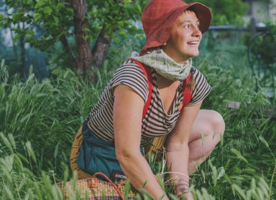 "My mother is doing really amazing work with natural science outreach to communities that don't have access to a lot of science," says Longino. "So she's done work with prisons, and then also has reached out to the fashion industry, and she's starting a line called Nature Wear. And I was wearing one of her scarves in the garden with the apricot tree." Photo: @clancycoop