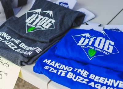 Some of the UTOG Brewing Company swag was up for purchase to get people excited about their new venture. Photo: Talyn Sherer