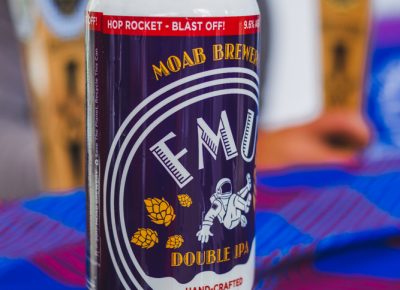 Moab Brewery’s newest addition, the FMU DIPA, has been flying off the shelves on the market here in SLC. Photo: Talyn Sherer