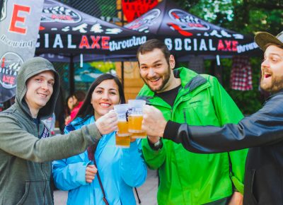 (L–R) Anton, Niloo, Bryce and Andy cheers the SLUG Mag team for throwing together such an awesome event. Photo: Talyn Sherer