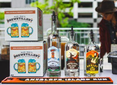 Dented Brick Distillery shows off their beautiful lineup and labels. Photo: Talyn Sherer