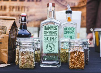 The Hammer Spring Gin surrounded by all its flavoring agents. Photo: Talyn Sherer