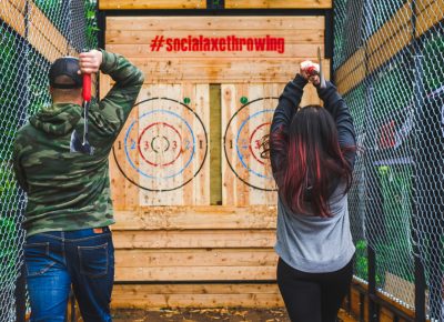 Get drunk and throw some axes with Social Axe Throwing—this practically markets itself. Photo: Talyn Sherer