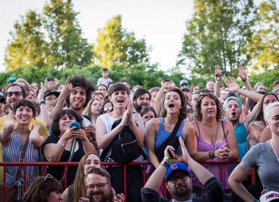 The crowd shows their excitement for Little Dragon.