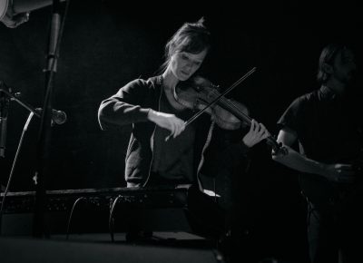 Molly, violinist and girlfriend of Alex G, providing some ambience. Photo: Matthew Hunter