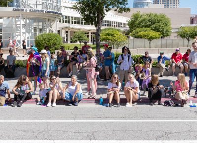 Supporters sit and stand along all of downtown SLC and surround the Salt Palace. Photo: Logan Sorenson | Lmsorenson.net