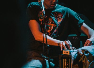 David cranking out huge sound from the Pocket Piano during “Cool Your Heart.” Photo: Matthew Hunter