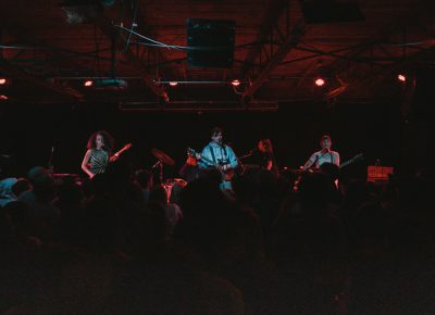 Dirty Projectors taking the stage to some rowdy applause. Photo: Matthew Hunter