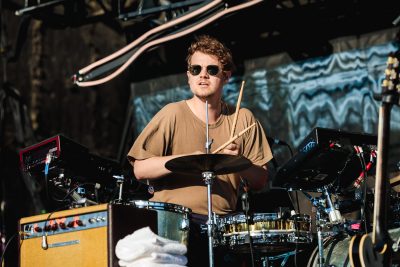 So many drumkits, so many keyboards, so little time. Foster the People on stage at USANA. Photo: Lmsorenson.net