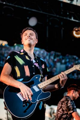 Guitarist for Paramore on stage at USANA Amphitheatre. Photo: Lmsorenson.net