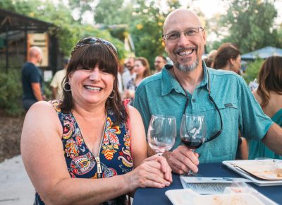 (L–R) Trish and Marc Cronan were plenty happy to be in the shade sampling Utah's best food and drink. Photo: @clancycoop