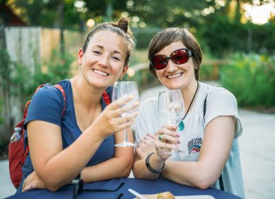 (L–R) Eliza Stocks and Sara Lockwood making the rounds to different booths. It was impossible to try everything. Photo: @clancycoop